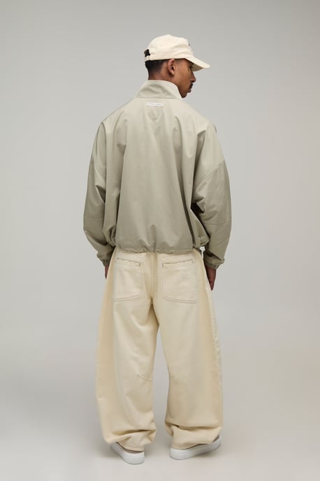 Panelled Rope Belted Barrel Fit Jeans - Image 2