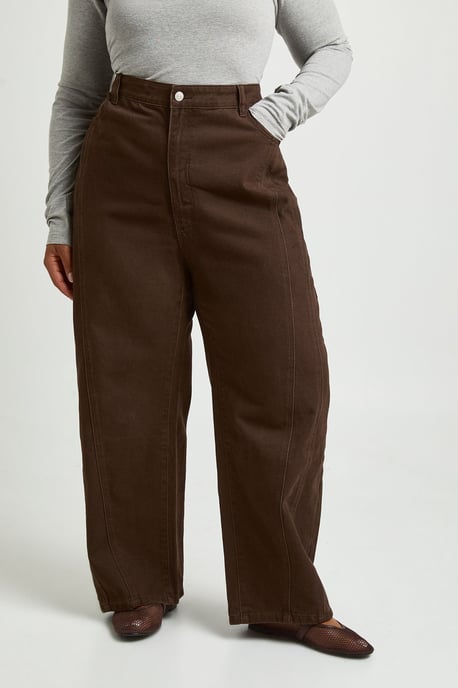 Plus High Waist Seam Detail Barrel Jean - Image 3
