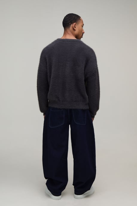 Panelled Rope Belted Barrel Fit Jeans - Image 2