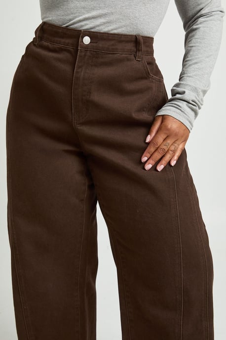 Plus High Waist Seam Detail Barrel Jean - Image 4