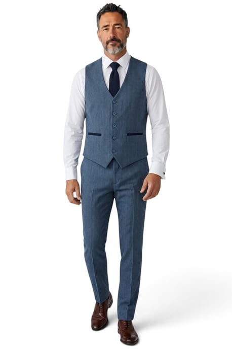 Herenpak, blauw, 3-delig, tweed met visgraatmotief - IM4 - Image 5