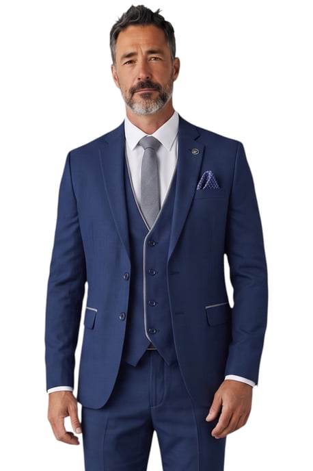 Blauw formeel driedelig pak voor heren, getailleerd, effen - IM4 - Image 2