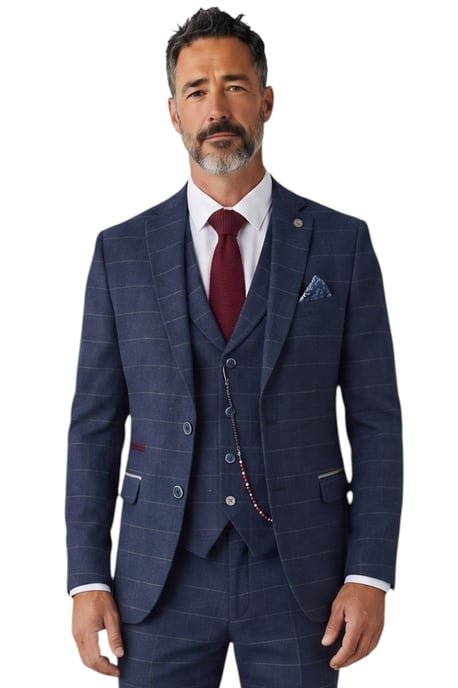 Marineblauw tweed driedelig pak van wolmix voor heren - TP-32 - Image 2