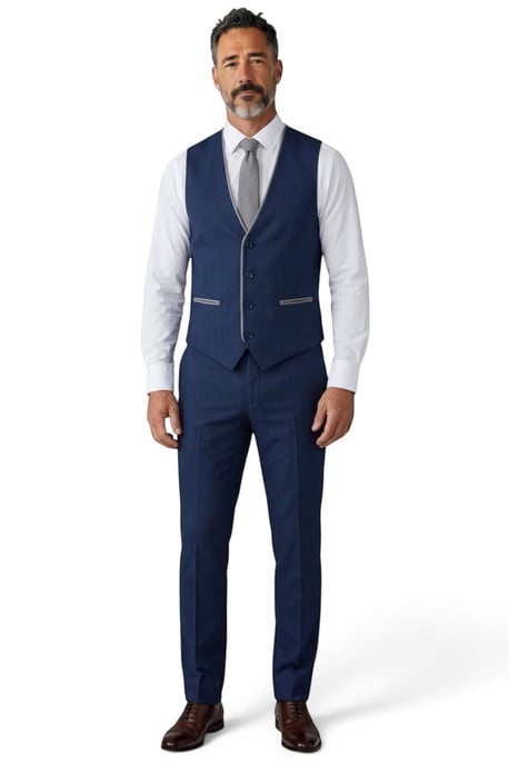 Blauw formeel driedelig pak voor heren, getailleerd, effen - IM4 - Image 5