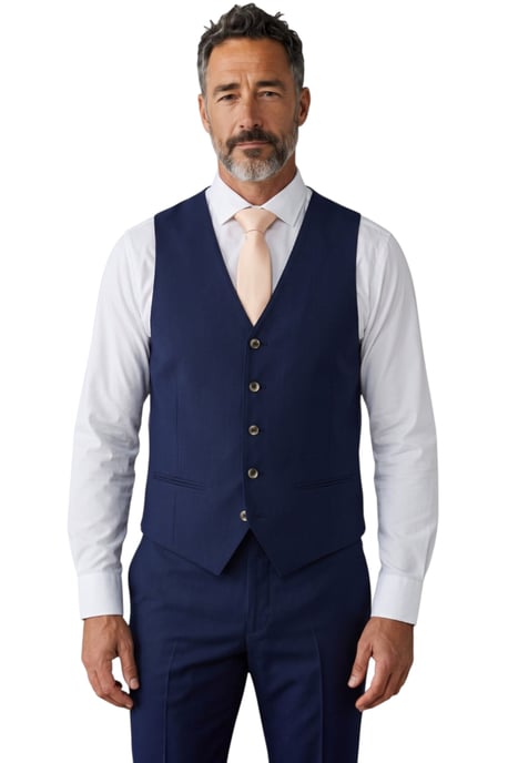 Marineblauw driedelig formeel pak met getailleerde pasvorm voor heren - Belmont - Image 4
