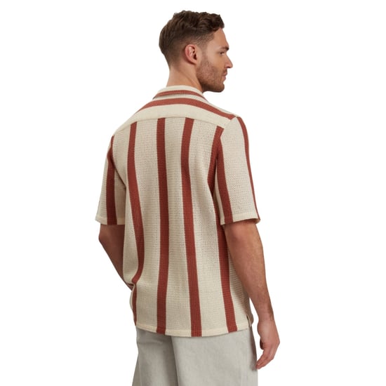 Ted Baker Niks Gestreepte Gehaakte Oversized Taupe Shirt - Image 3