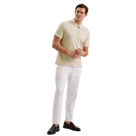 Ted Baker Elgrave Regular Textured Half Dragkedja Beige Pikétröja - Image 3