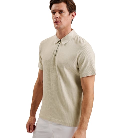Ted Baker Elgrave Regular Textured Half Dragkedja Beige Pikétröja - Image 5