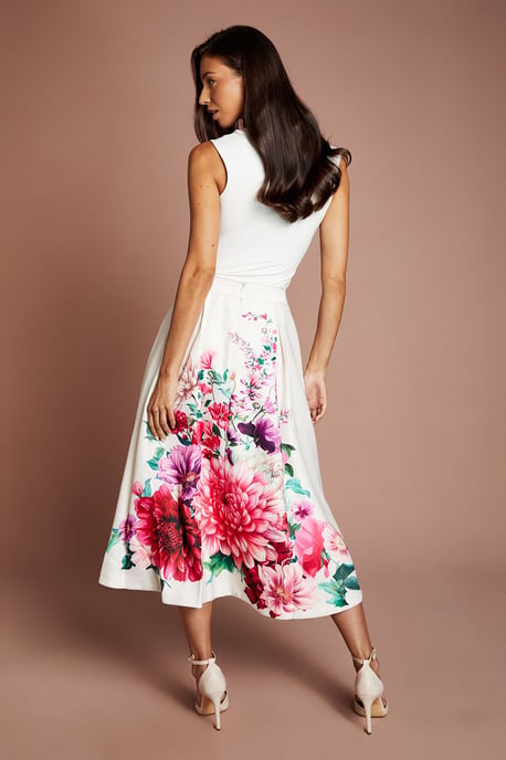 Satin Midi Skirt With Placement Print - Image 3