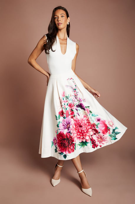 Satin Midi Skirt With Placement Print - Image 4