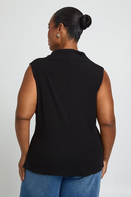 Plus Front Knot Detail Funnel Neck Top - Image 2
