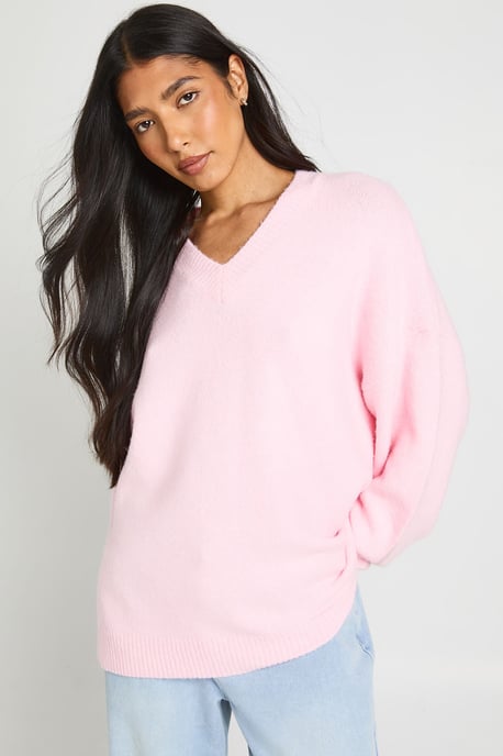 Tall Super Soft V Neck Oversized Jumper - Image 1