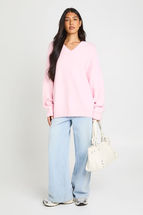 Tall Super Soft V Neck Oversized Jumper - Image 3