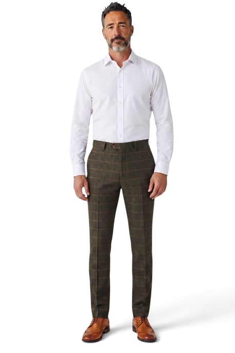 Groene tweed herenbroek met visgraatpatroon - Harris - Image 2