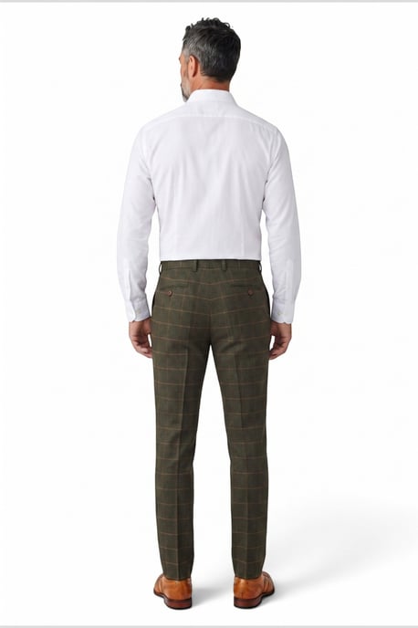 Groene tweed herenbroek met visgraatpatroon - Harris - Image 3