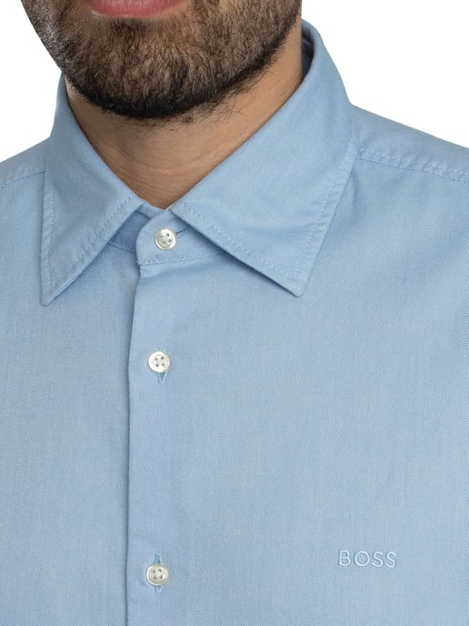 Hugo Boss Azzurro Cotton Men Shirt - Image 4