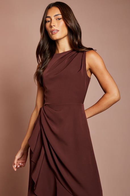 Crepe Ruffle Dress With Low Back - Image 2
