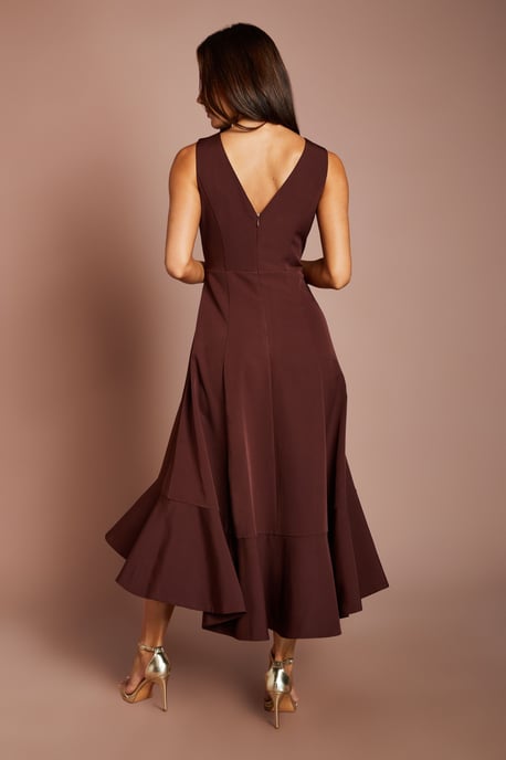 Crepe Ruffle Dress With Low Back - Image 3