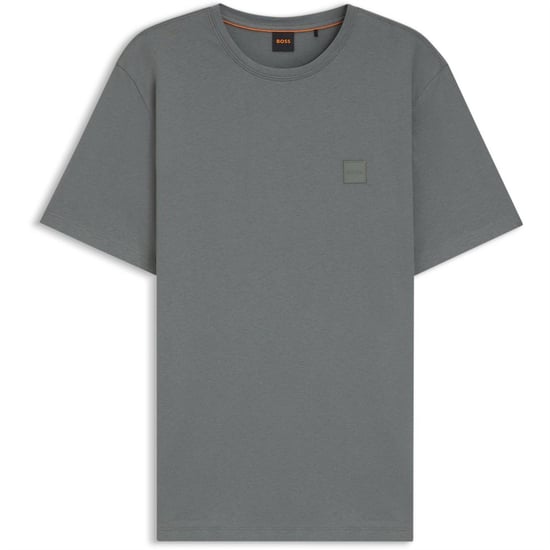 Men's Boss Orange Tales T-Shirt With Logo Patch Premium Cotton in Open Grey - Image 1