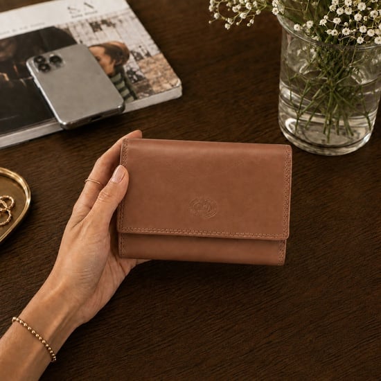 Ladies Real Leather RFID Purse, Multi Card Wallet Coin Pocket in Tan - Image 2