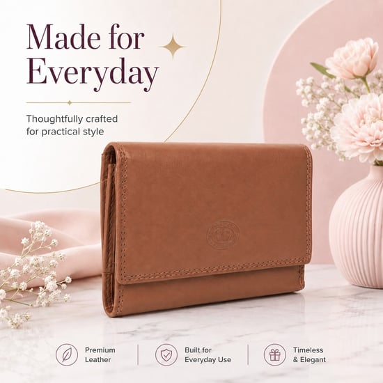 Ladies Real Leather RFID Purse, Multi Card Wallet Coin Pocket in Tan - Image 6