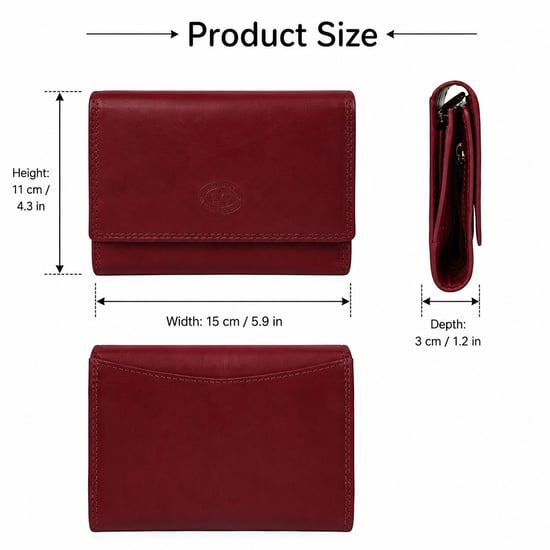 Ladies Real Leather RFID Purse, Multi Card Wallet Coin Pocket in Dark Red - Image 4