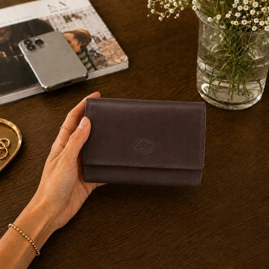 Ladies Real Leather RFID Purse, Multi Card Wallet Coin Pocket in Dark Brown - Image 2