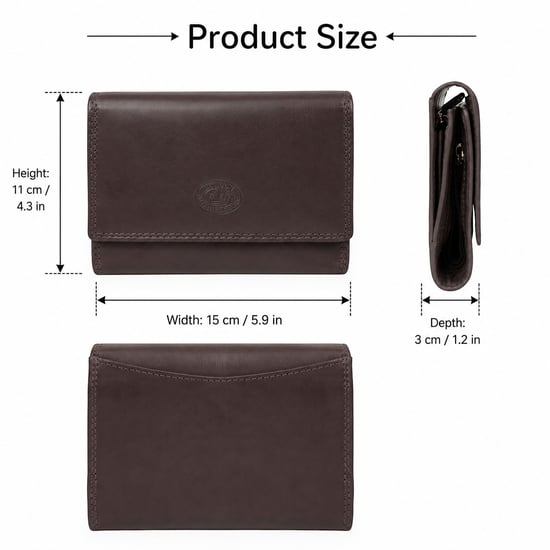 Ladies Real Leather RFID Purse, Multi Card Wallet Coin Pocket in Dark Brown - Image 4