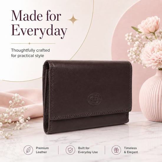 Ladies Real Leather RFID Purse, Multi Card Wallet Coin Pocket in Dark Brown - Image 6