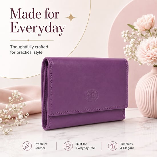 Ladies Real Leather RFID Purse, Multi Card Wallet Coin Pocket in Lilac - Image 6