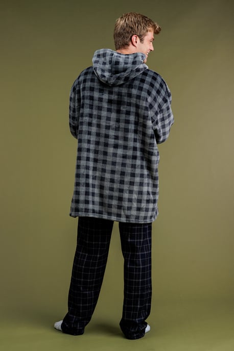 Grey Check Print Oversized Hoodie Blanket - Image 2