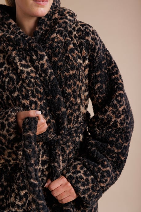 Brown Leopard Print Hooded Dressing Gown - Image 4