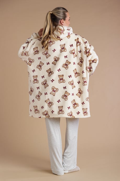 Ecru Teddy Bear Hooded Blanket - Image 2