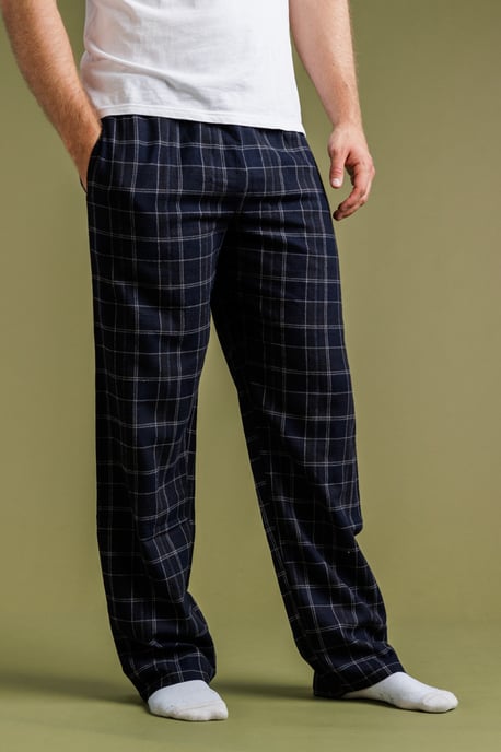 Blue Check Flannel Pyjama Trousers - Image 1