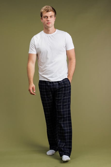 Blue Check Flannel Pyjama Trousers - Image 3
