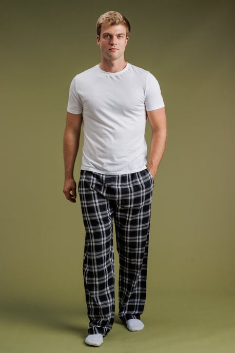 Black Check Flannel Pyjama Trousers - Image 3