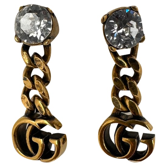 Gucci GG Crystal-Embellished Drop Earrings in Gold Brass - Image 1