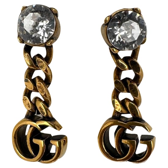 Gucci GG Crystal-Embellished Drop Earrings in Gold Brass - Image 2