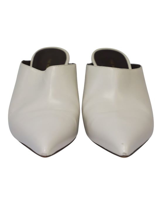 De Row Bourgeoise muiltjes met spitse neus in wit leer - Image 2