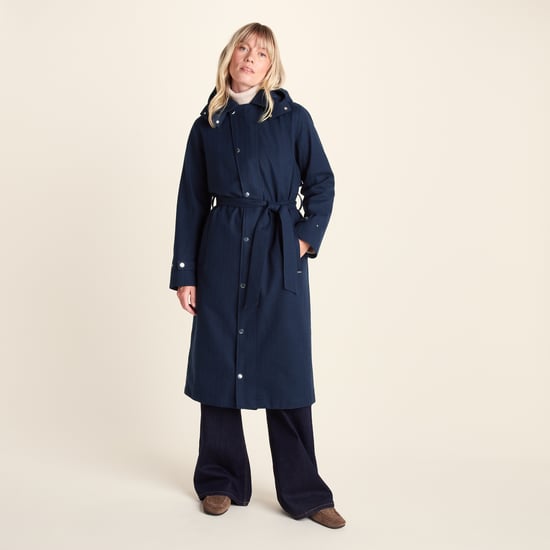 Jemima Womens Waterproof Longline Belted Trench Coat - Navy Melange - Image 1