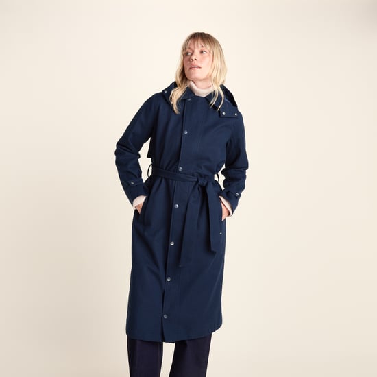 Jemima Womens Waterproof Longline Belted Trench Coat - Navy Melange - Image 3