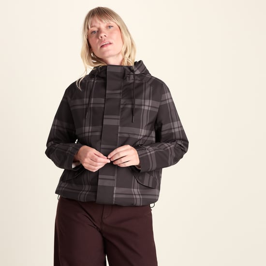 Ortega Womens Checked Waterproof Coat - Chocolate Brown - Image 3