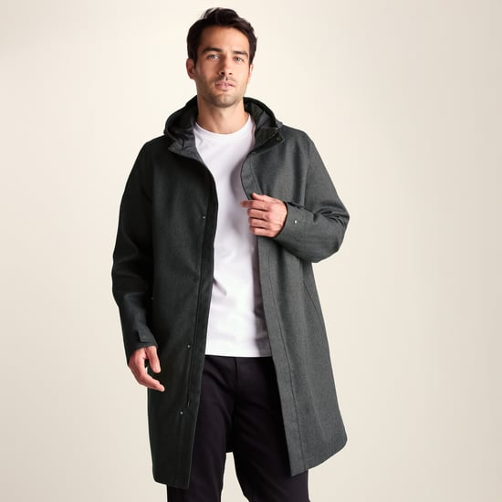 Henry Mens Waterproof Longline Coat - Charcoal Melange - Image 3