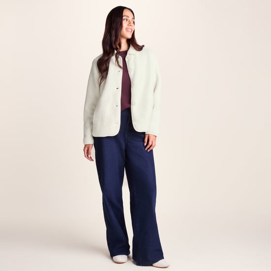 Chantal Womens Warm Sherpa Shacket - Vanilla - Image 1