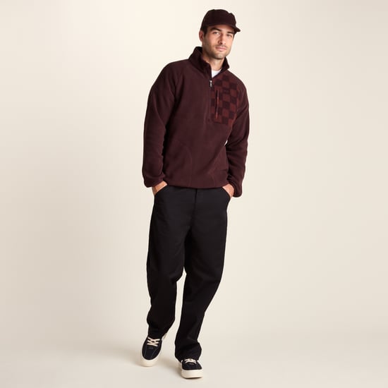 Barker Mens Midweight Microfleece Half Zip Pullover - Deep Brown - Image 1