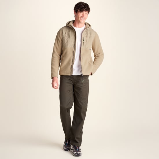 Hare Mens Padded Sherpa Hooded Jacket - Light Sand - Image 1