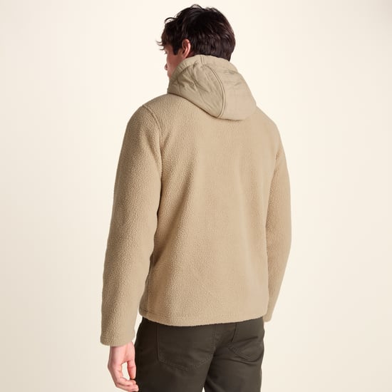Hare Mens Padded Sherpa Hooded Jacket - Light Sand - Image 2