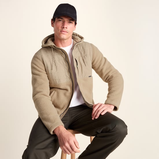 Hare Mens Padded Sherpa Hooded Jacket - Light Sand - Image 4
