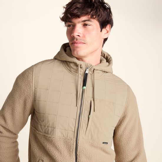 Hare Mens Padded Sherpa Hooded Jacket - Light Sand - Image 6