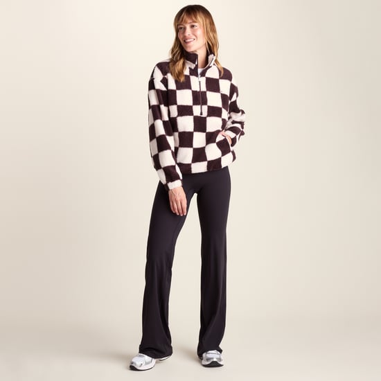 Sara Womens Relaxed Fit Sherpa Fleece Zip Neck - Huckleberry Checkerboard - Image 1